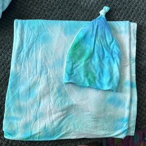 Little sleepies swaddle Blanket and hat